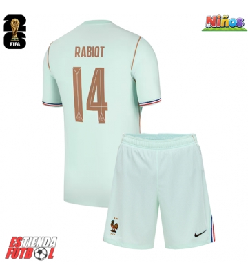 Francia Adrien Rabiot #14 Segunda Equipación Niños Mundial 2026 Manga Corta (+ Pantalones cortos)